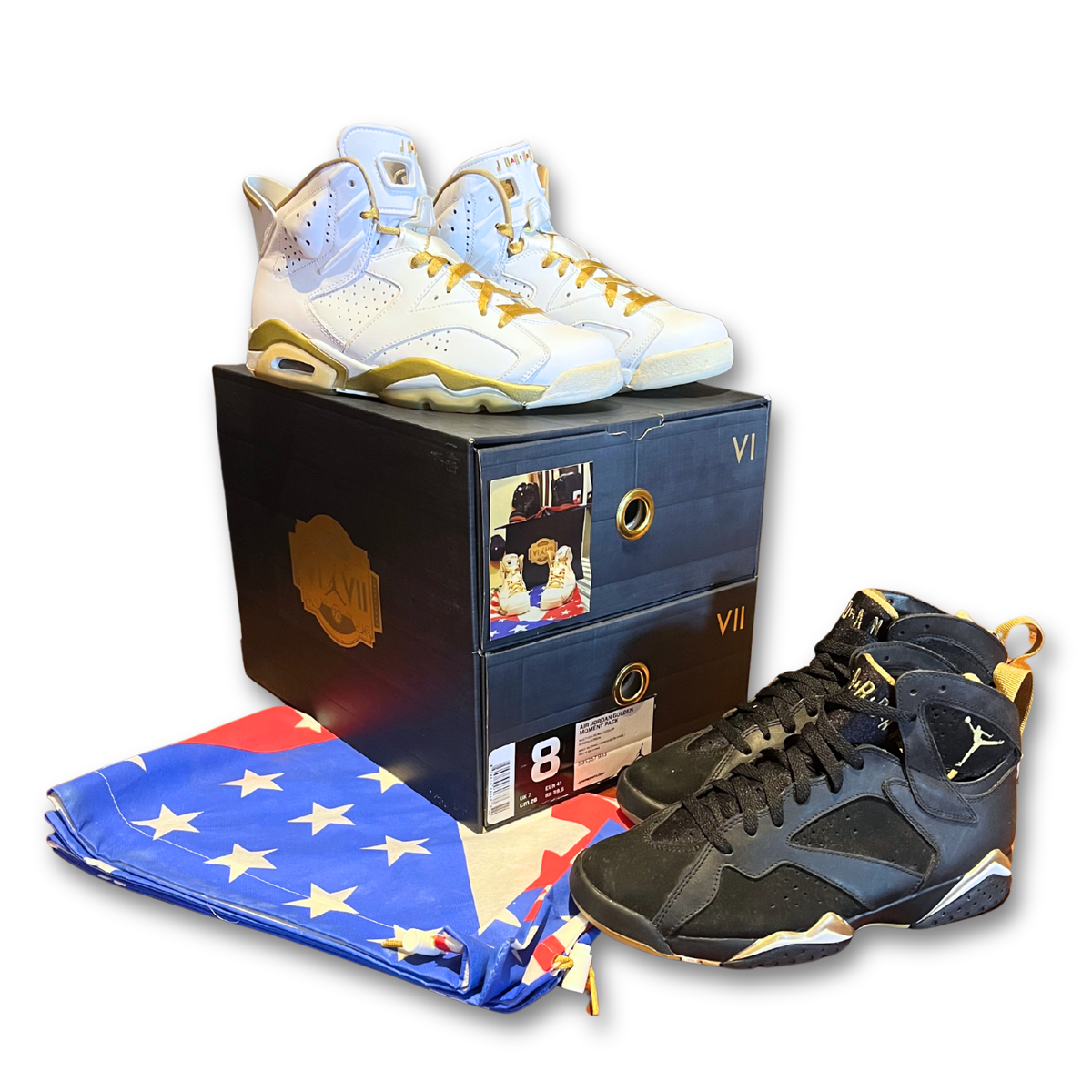 Jordan 6 Retro 'Golden Moments Pack' - Black (US 8)