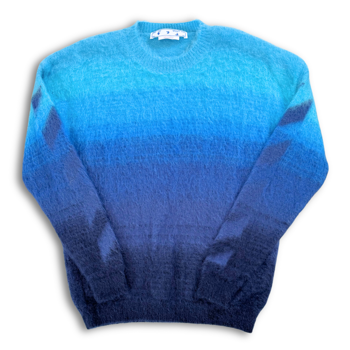 OFF-WHITE MOHAIR GRADIENT KNIT SWEATER (L)
