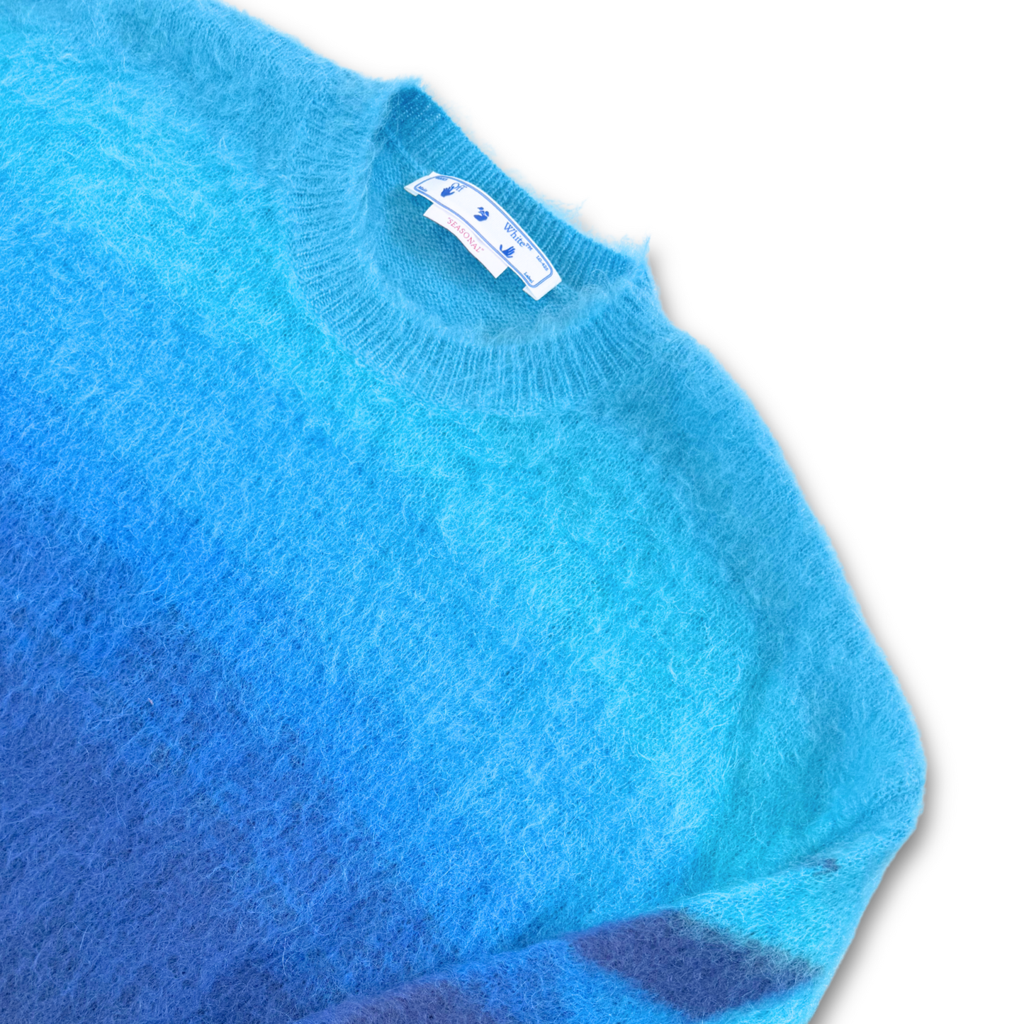 OFF-WHITE MOHAIR GRADIENT KNIT SWEATER (L)