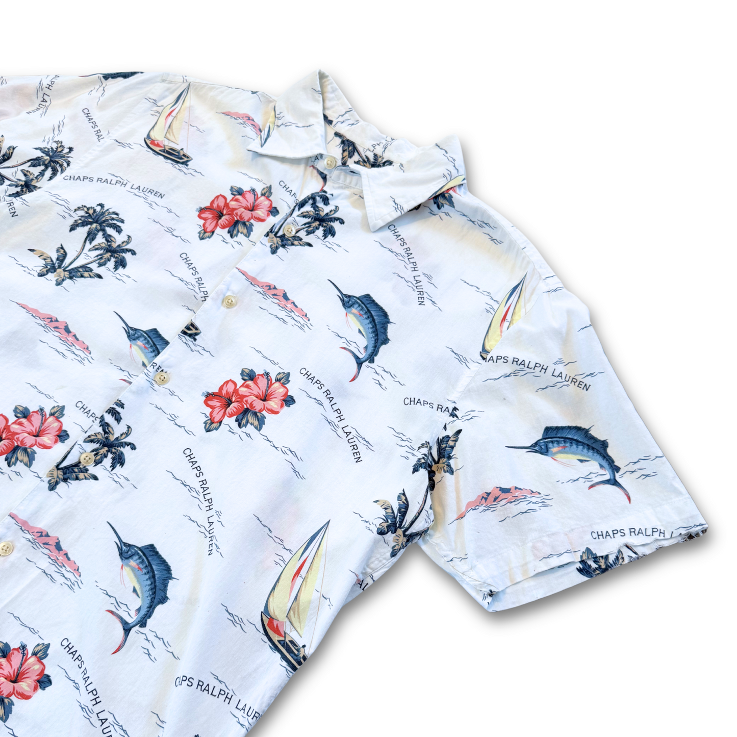 CHAPS RALPH LAUREN HAWAIIAN BUTTON UP SHIRT (M)