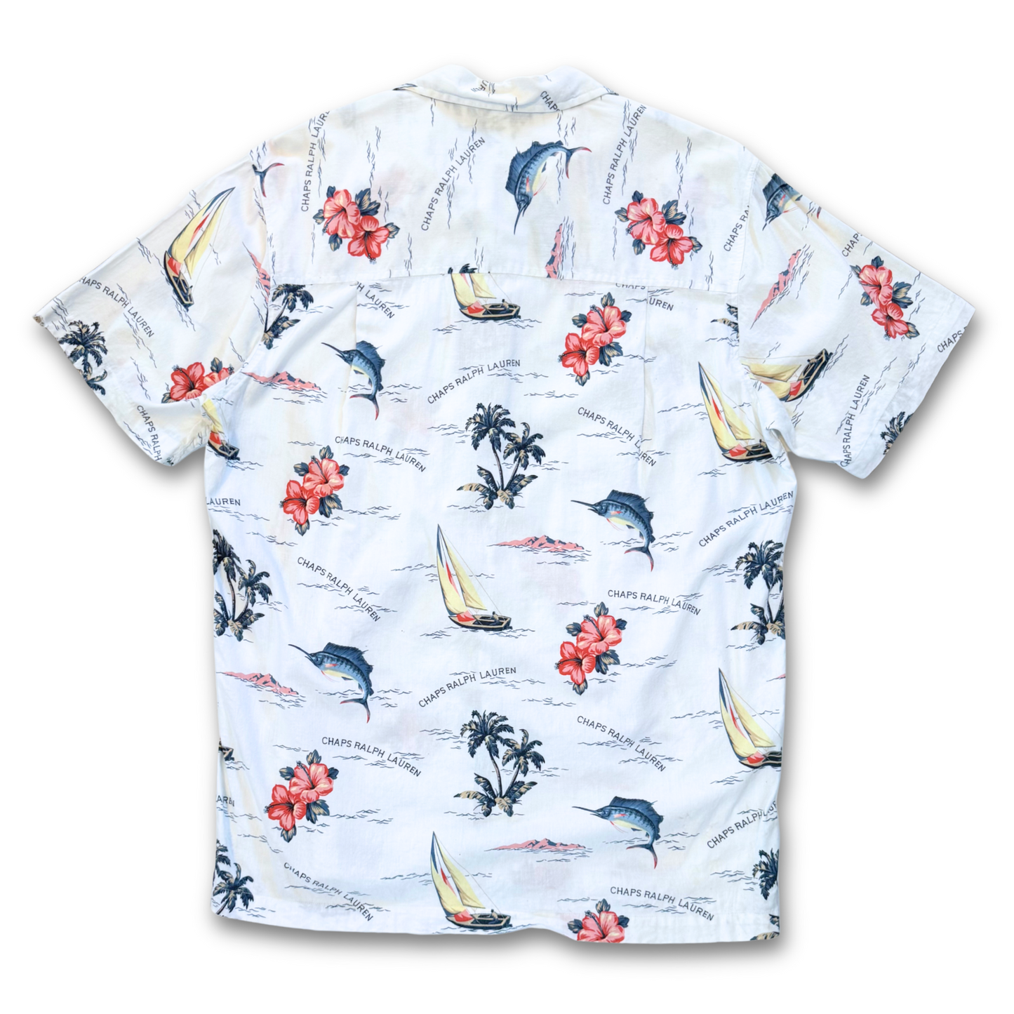 CHAPS RALPH LAUREN HAWAIIAN BUTTON UP SHIRT (M)