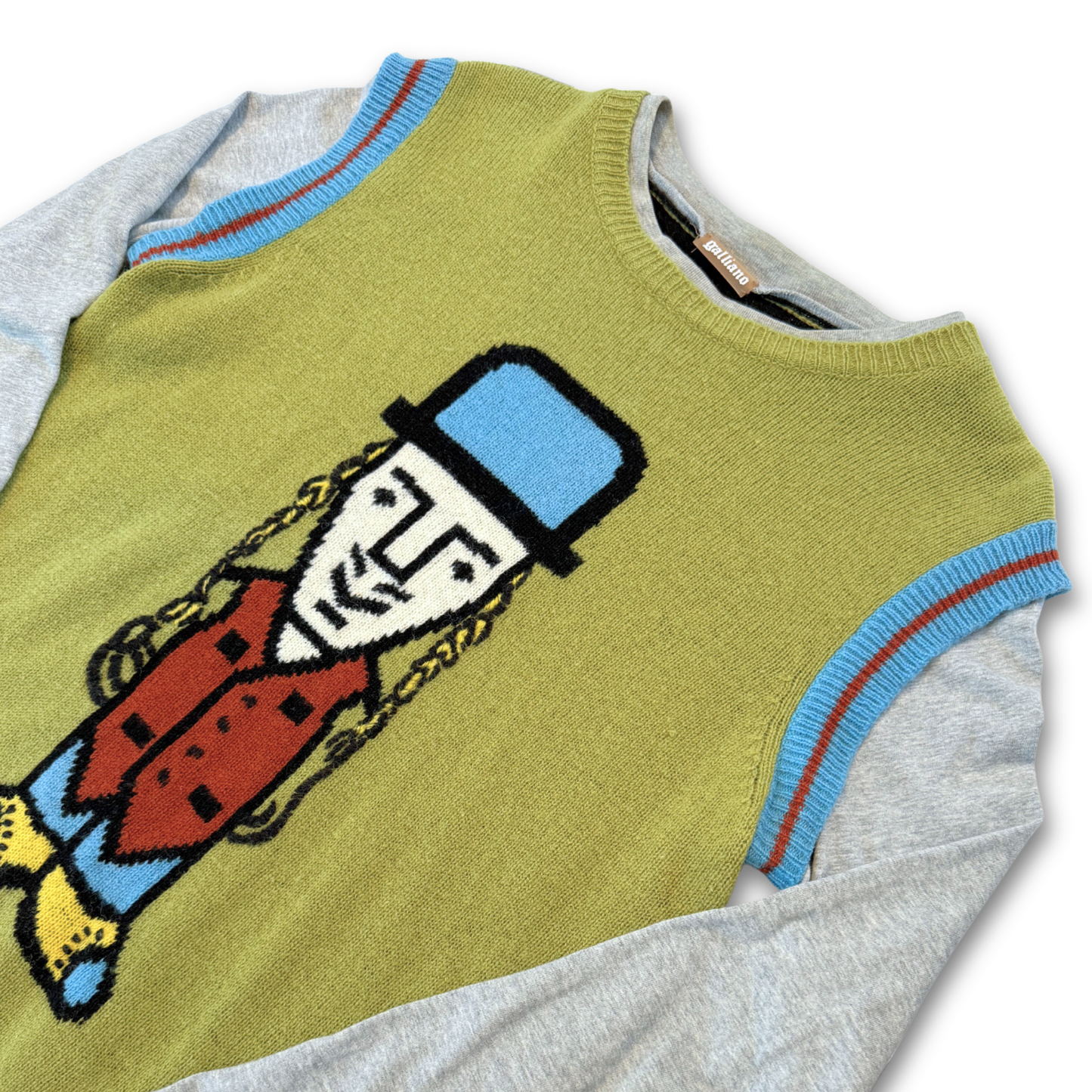 VINTAGE GALLIANO KNIT VEST + LONG SLEEVE (M)