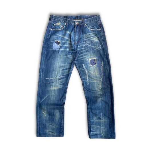 NEIGHBOURHOOD PATCHED DENIM JEANS (32")