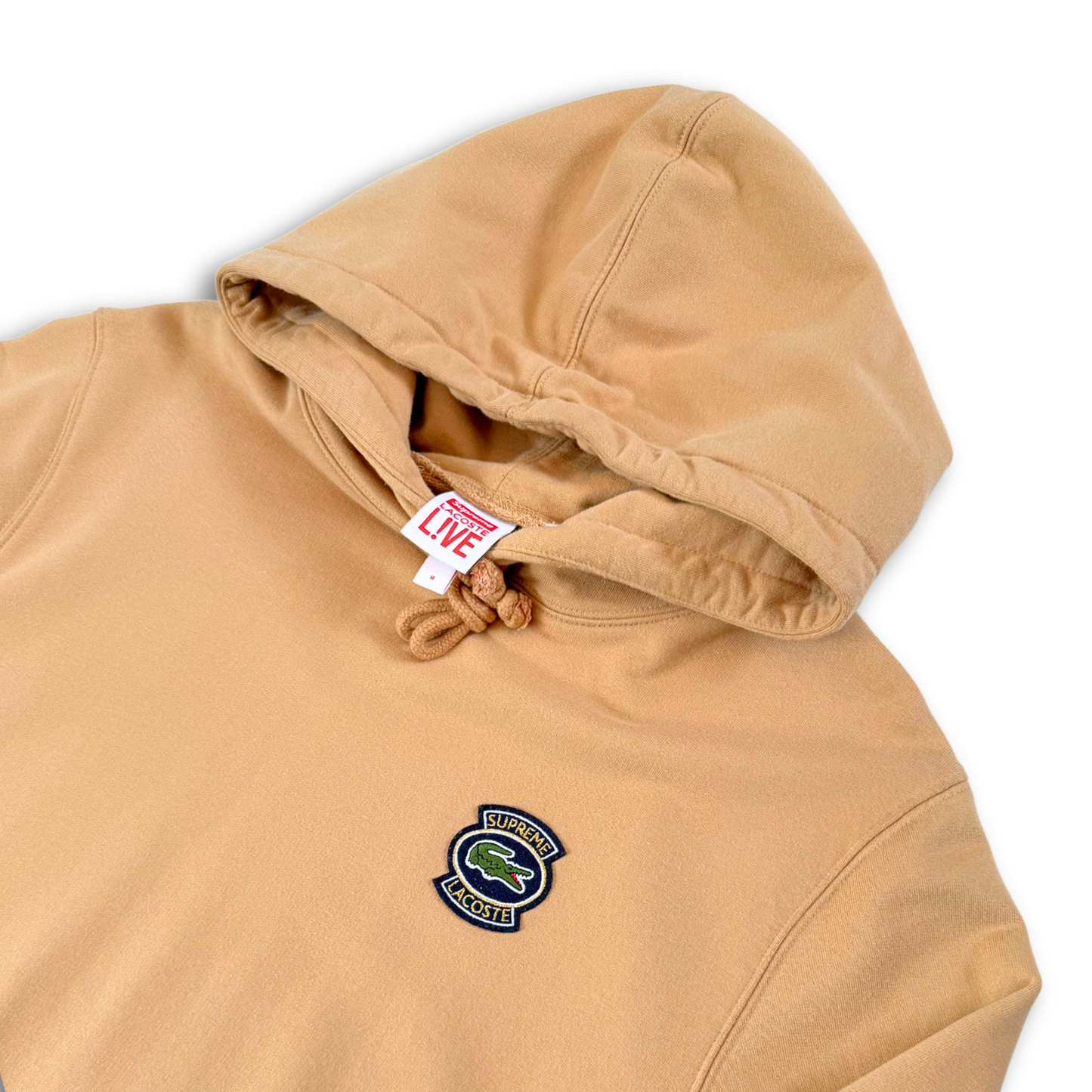 SUPREME X LACOSTE LIGHT BROWN HOODIE (M+)