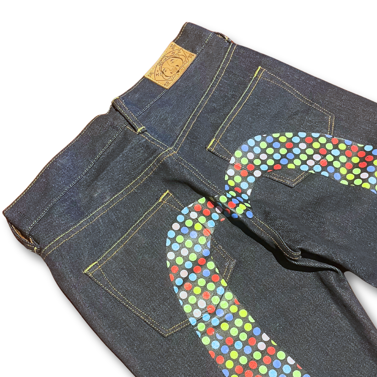 Evisu No. 3 Multicolor Polka Dot Daicock Selvedge Jeans (25")