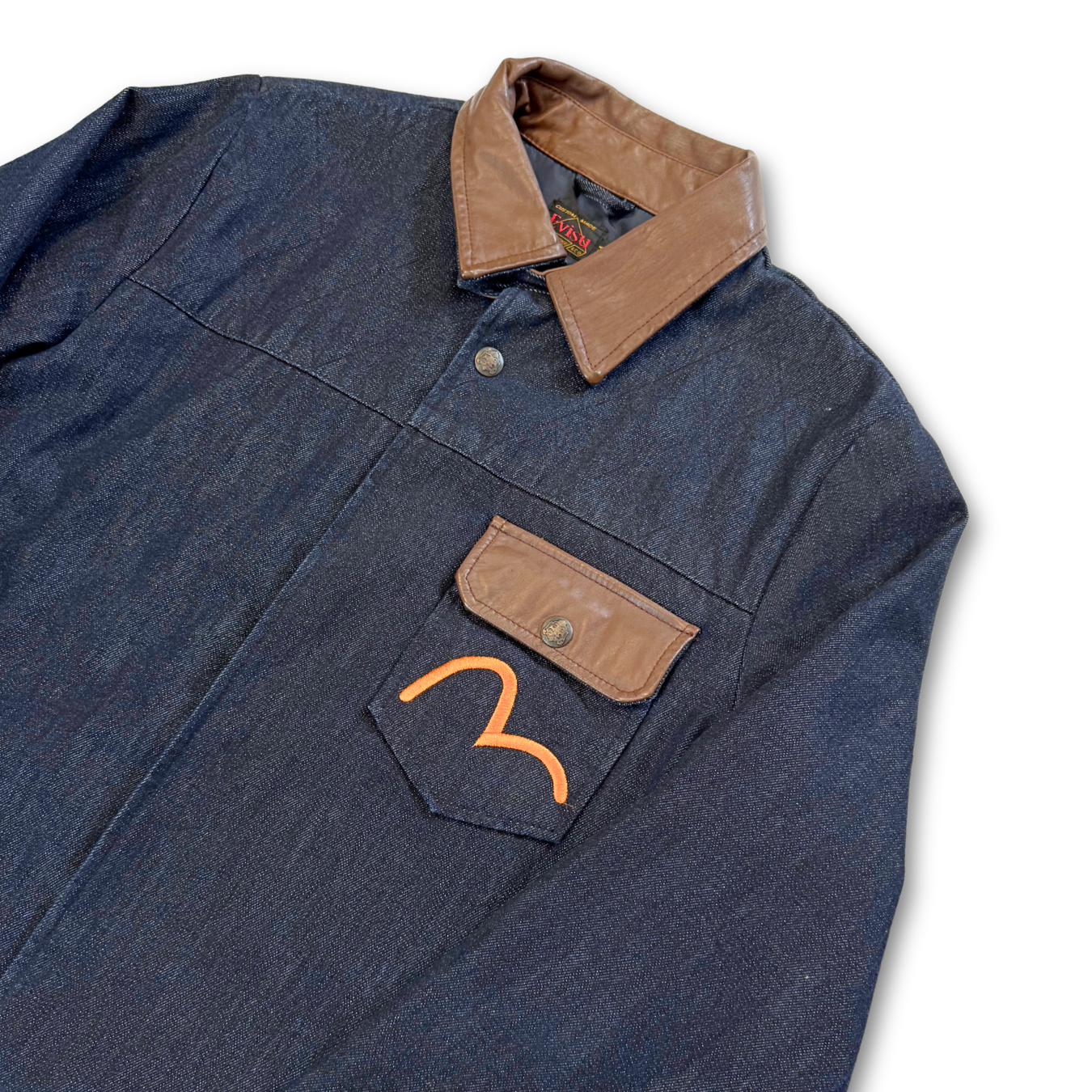 Evisu Denim & Leather Indigo Jacket (M)