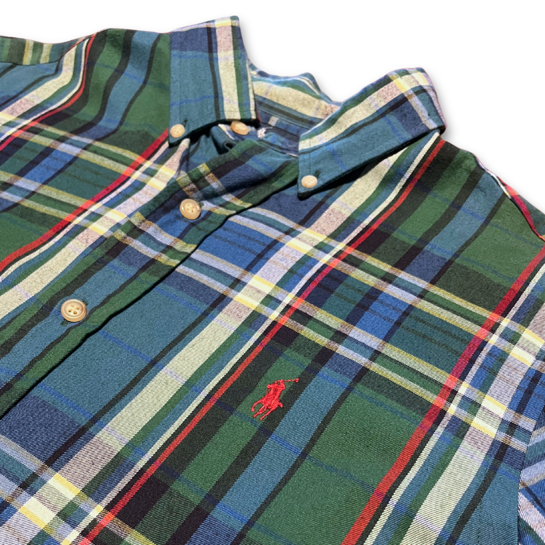 Polo Ralph Lauren Green-Blue Plaid Oxford Shirt (S)