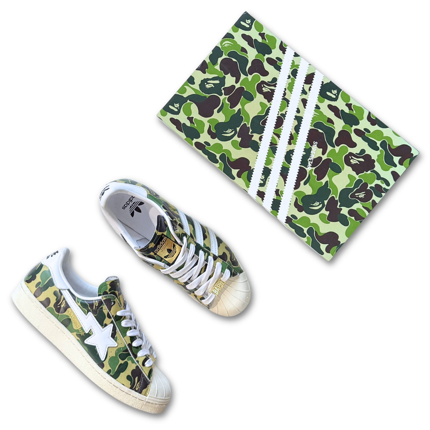 Adidas x BAPE Superstar 80s "Green Camo" (US 9)
