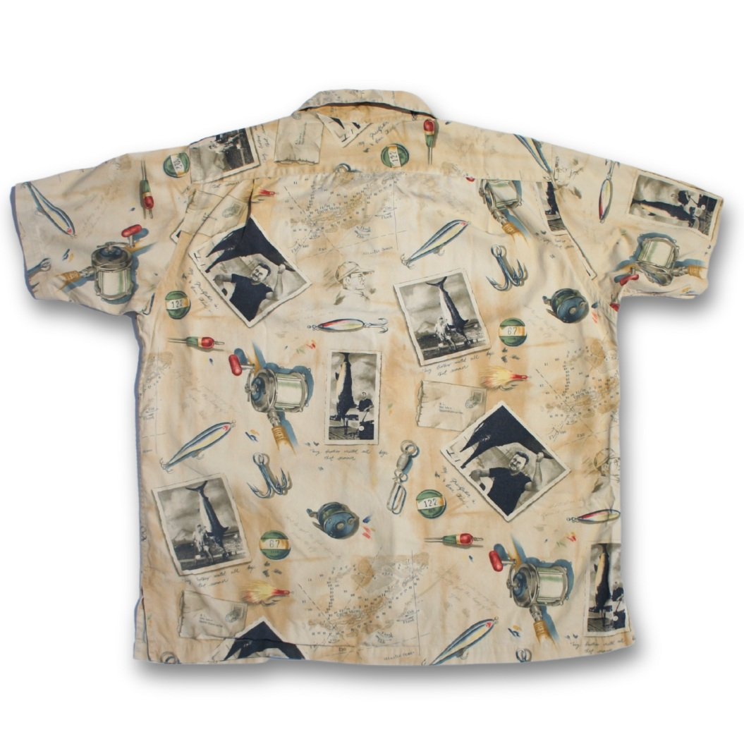 2003 RALPH LAUREN FISHING PRINT SHIRT 'VINTAGE CAMP' (L)