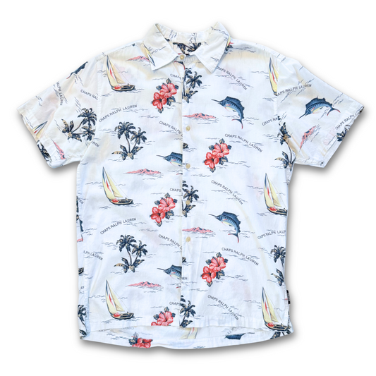 CHAPS RALPH LAUREN HAWAIIAN BUTTON UP SHIRT (M)