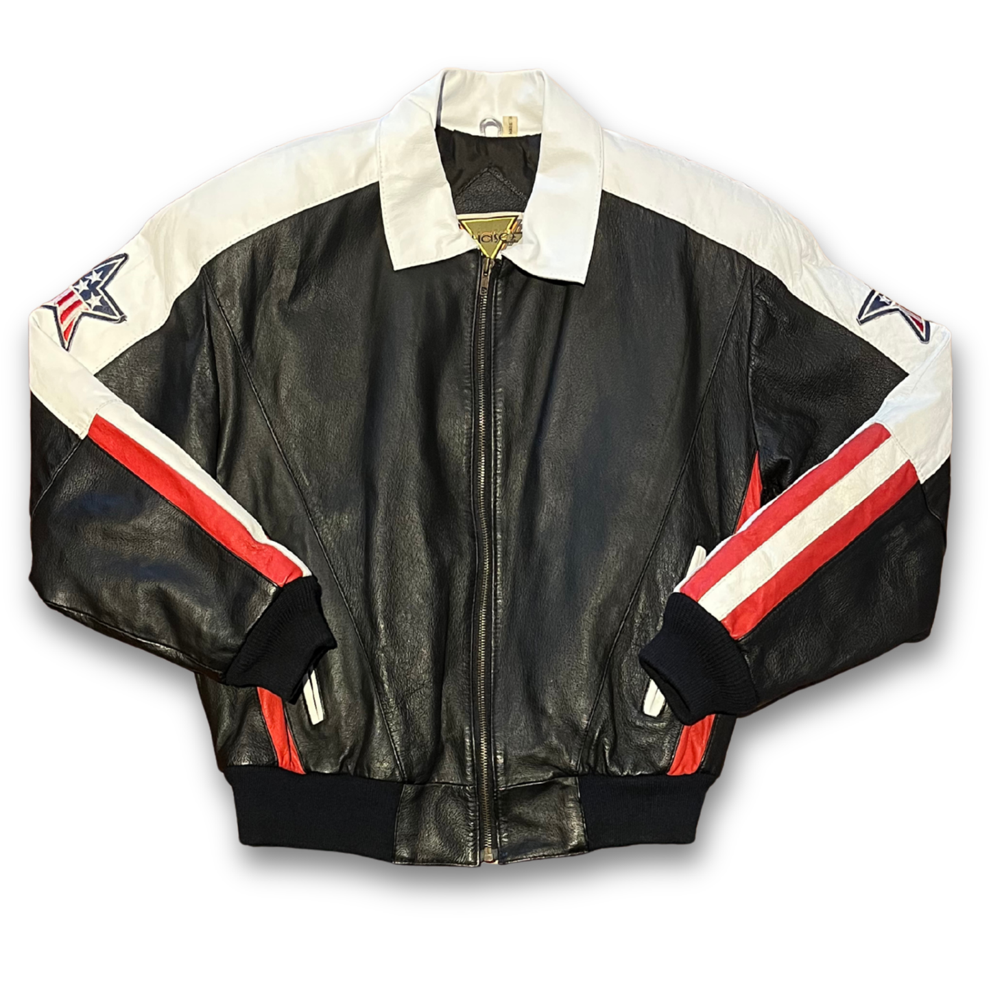 Vintage Phase 2 USA American Flag leather bomber jacket (M)