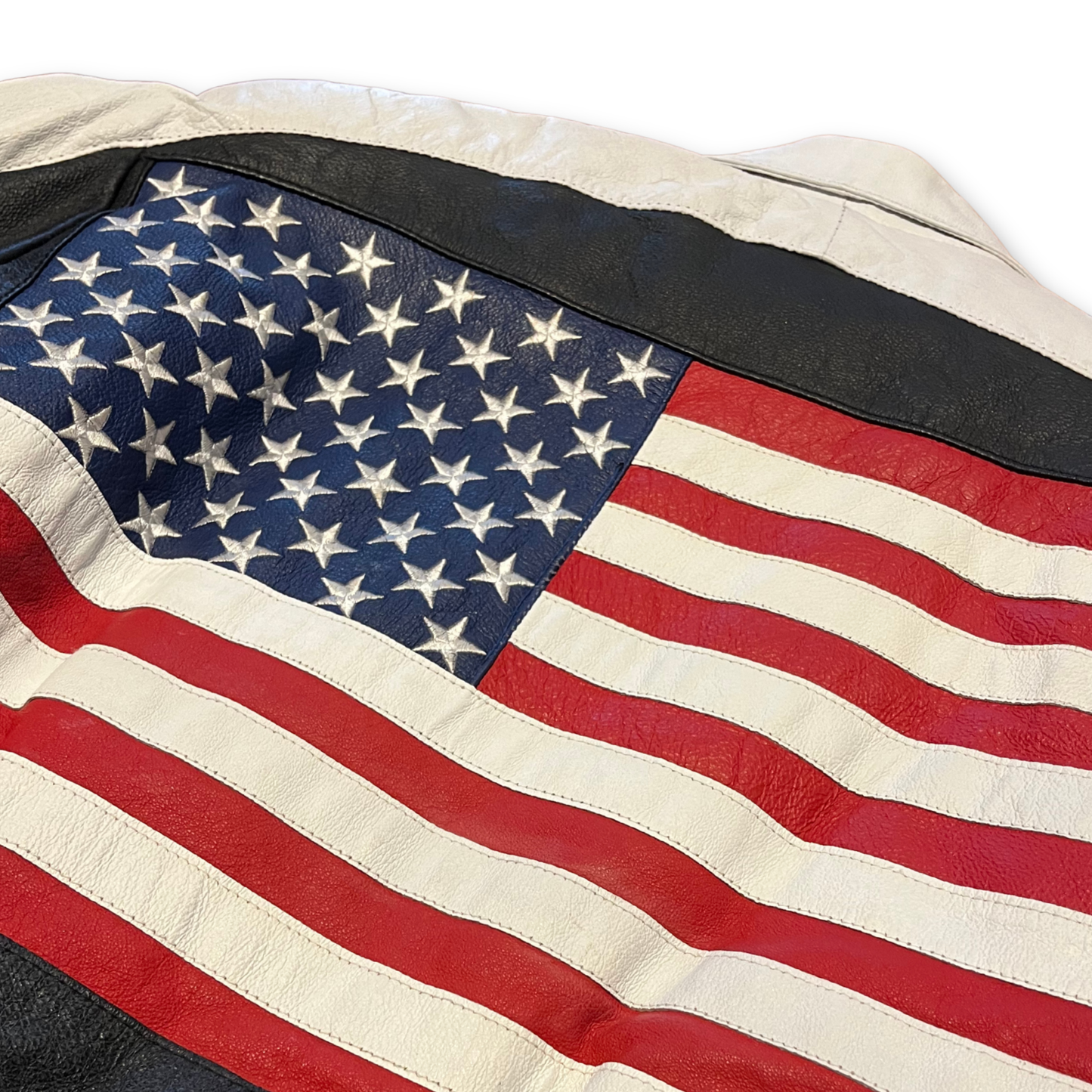 Vintage Phase 2 USA American Flag leather bomber jacket (M)