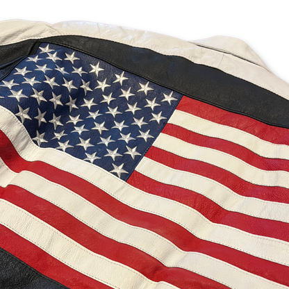 Vintage Phase 2 USA American Flag leather bomber jacket (M)