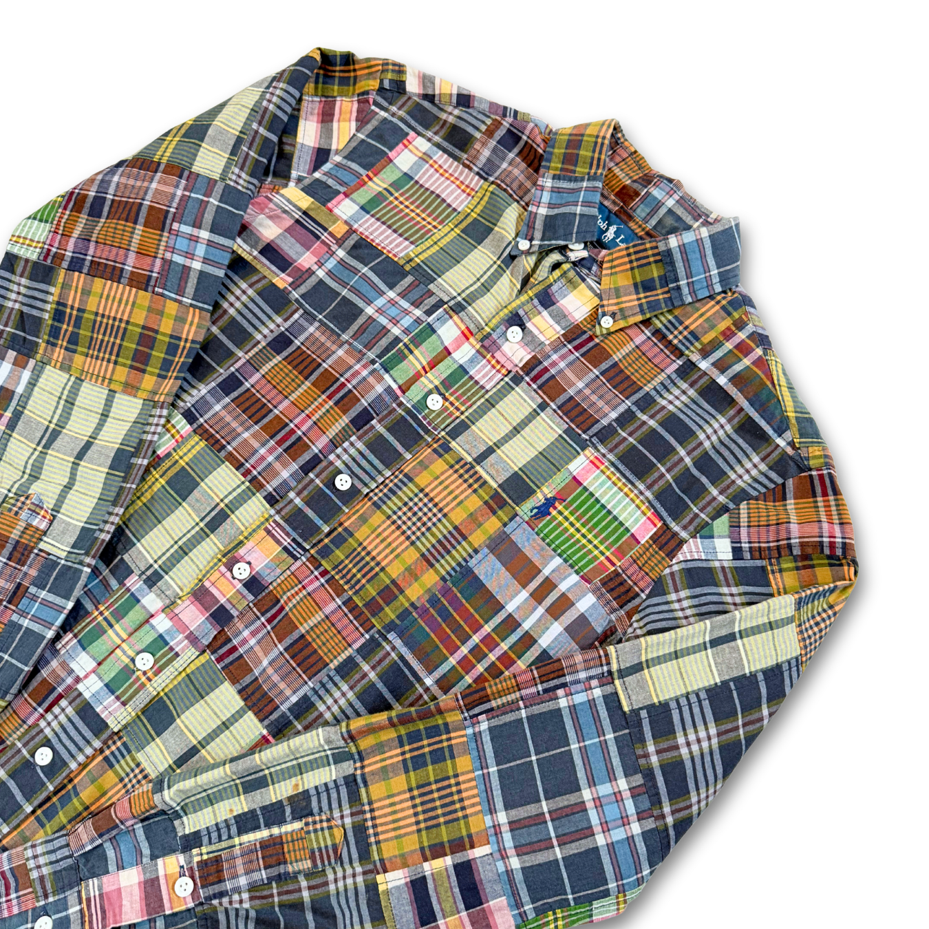 POLO RALPH LAUREN PATCHWORK BUTTON UP SHIRT (S)