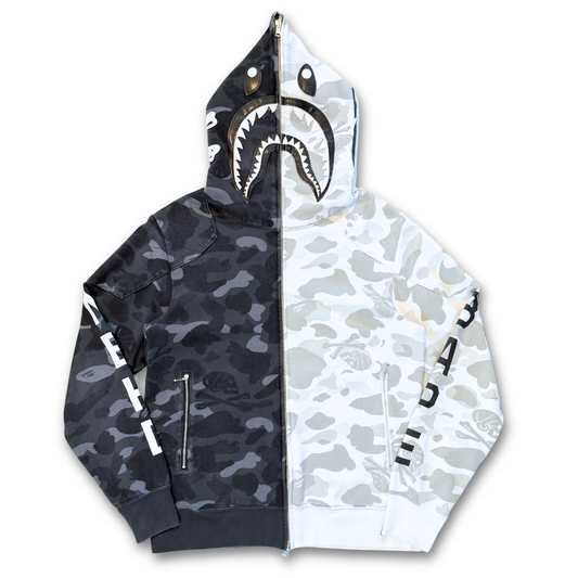 BAPE X NEIGHBORHOOD SPLIT CAMO - FULL ZIP HOODIE (L)
