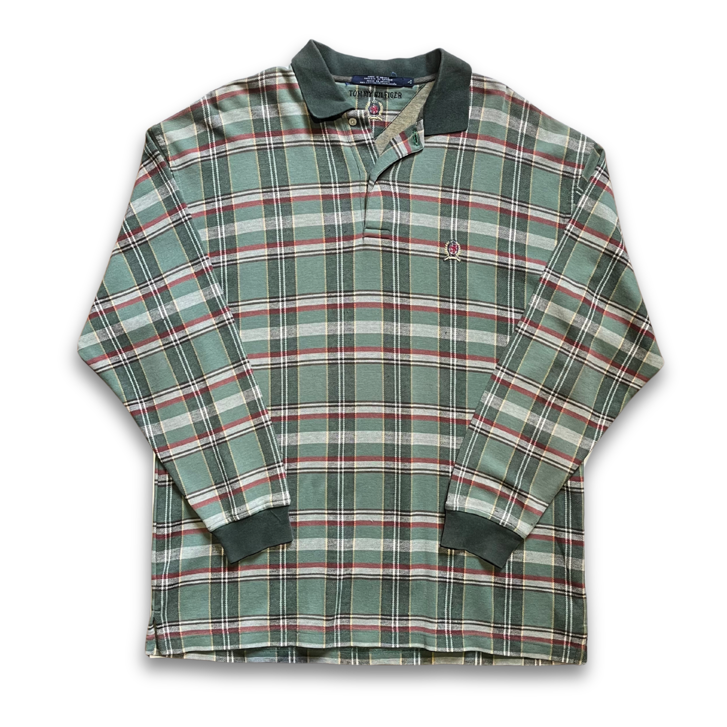 Tommy Hilfiger tartan plaid l/s rugby shirt (L)