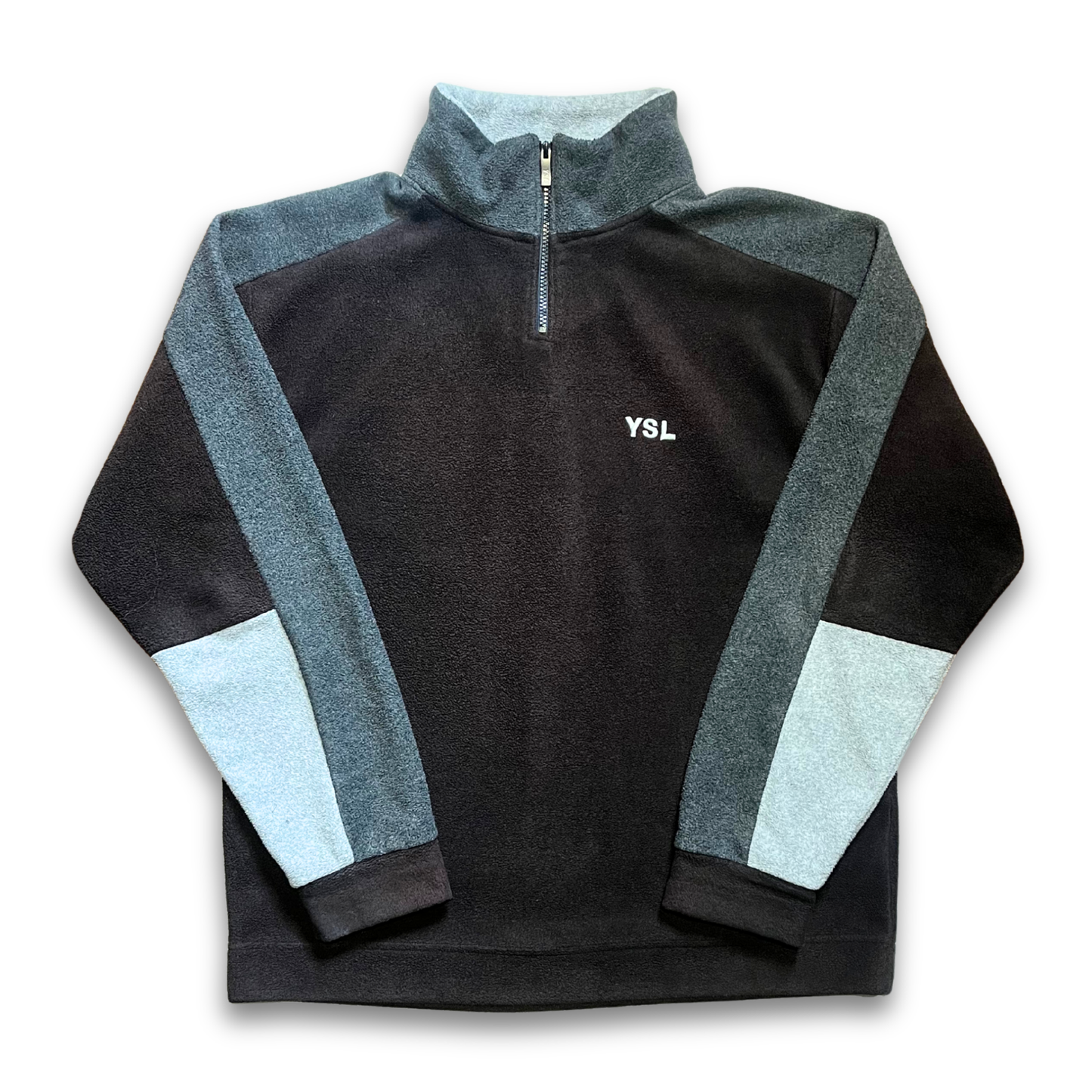 Yves Saint Laurent colour blocked quarter-zip fleece pullover (M/L)