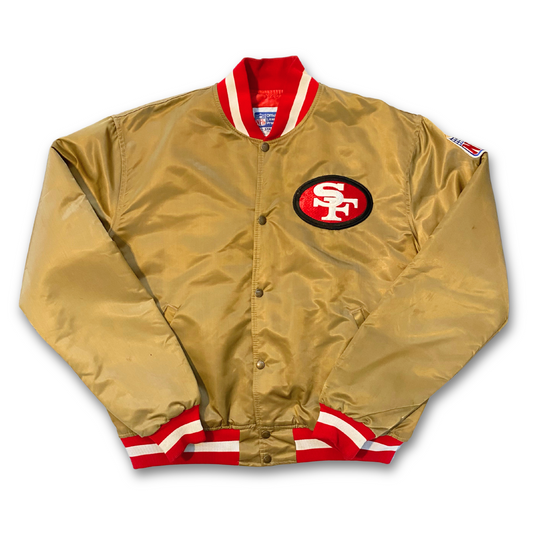 90'S VINTAGE SAN FRANCISCO 49r'S SATIN BOMBER JACKET (XL)