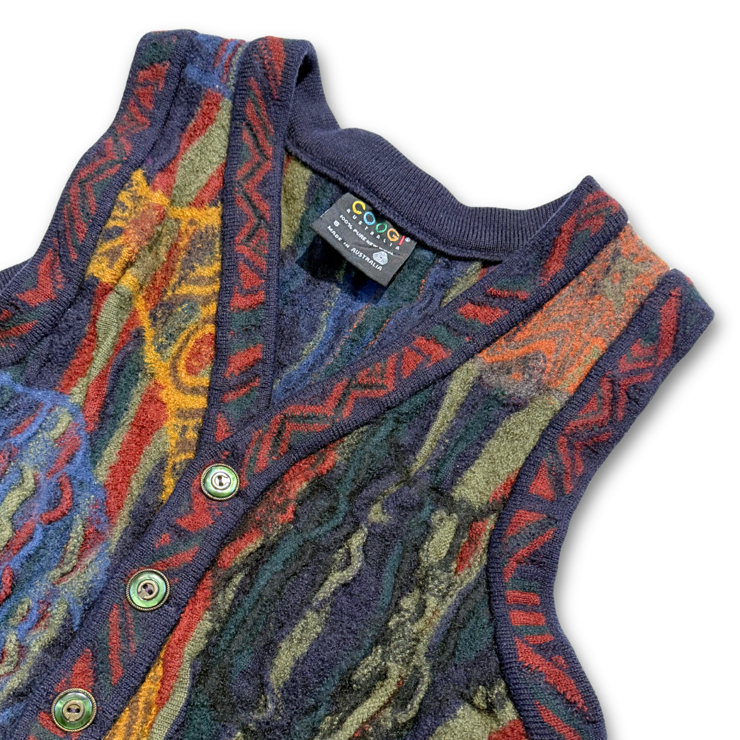 90'S COOGI 3D KNIT WOOL VEST (S)