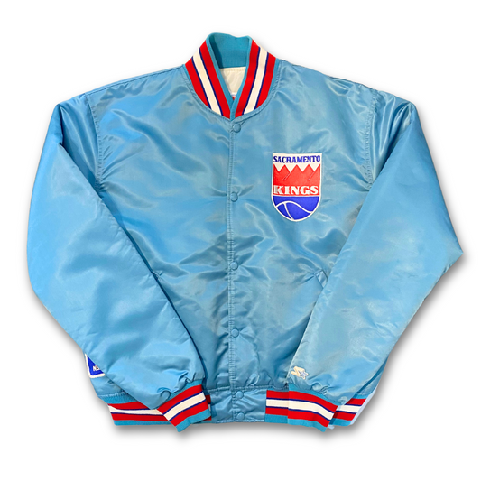 90'S VINTAGE SACREMENTO KINGS SATIN BOMBER JACKET (XL)