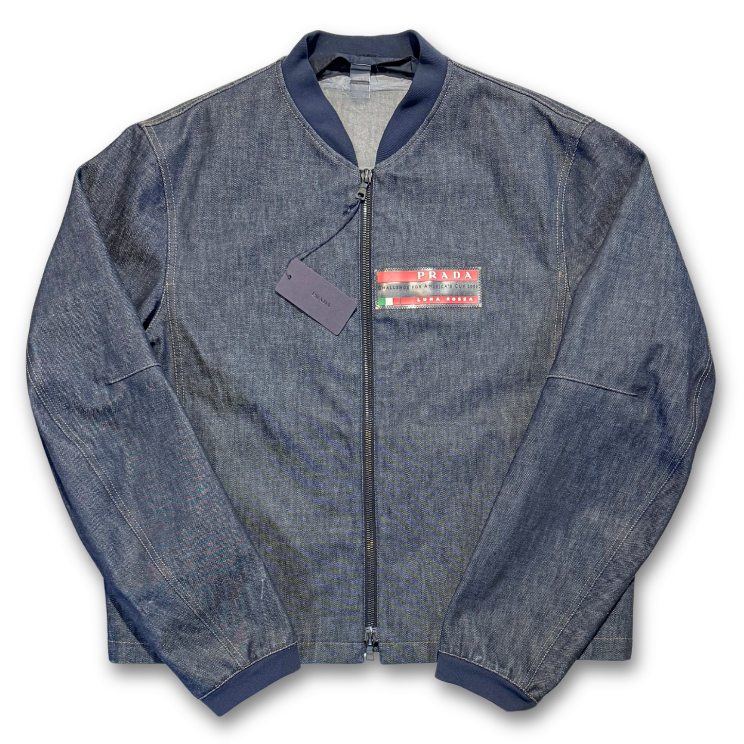 2003 Prada Luna Rossa Gore-Tex Denim Bomber Jacket (XL+)