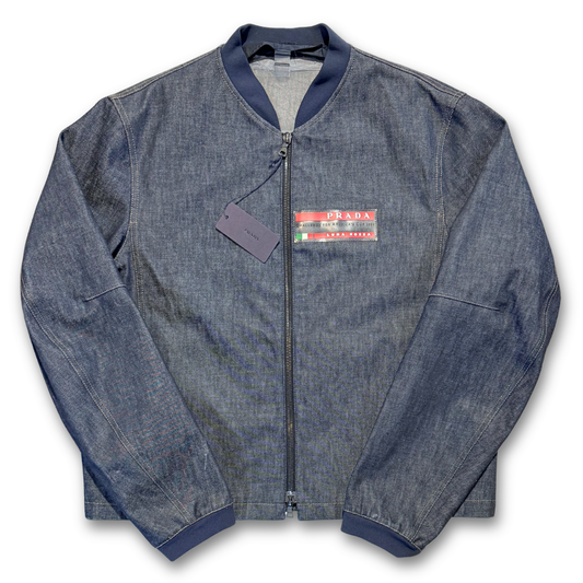 2003 Prada Luna Rossa Gore-Tex Denim Bomber Jacket (XL+)