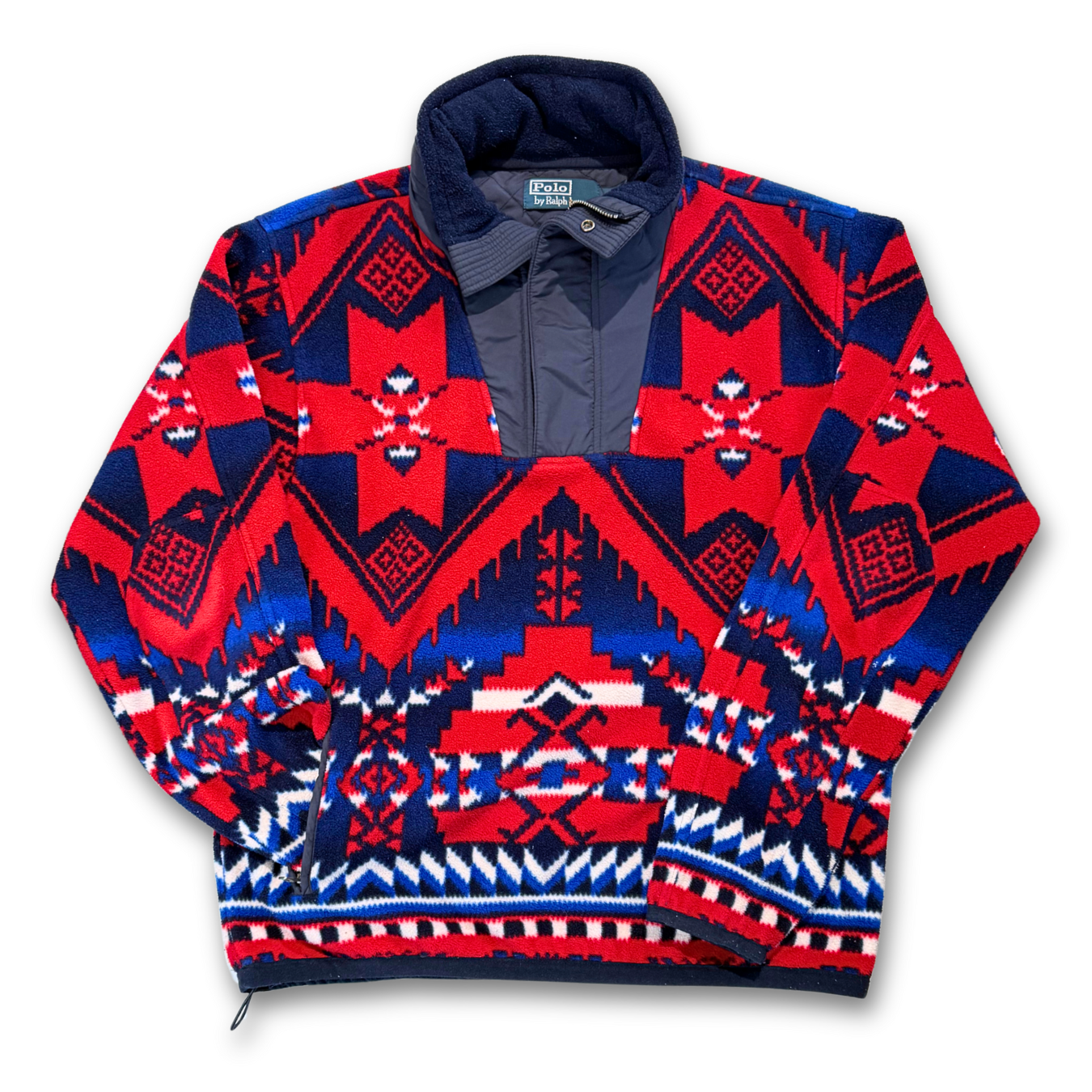 90'S POLO RALPH LAUREN AZTEX QUATER ZIP FLEECE PULLOVER (S)