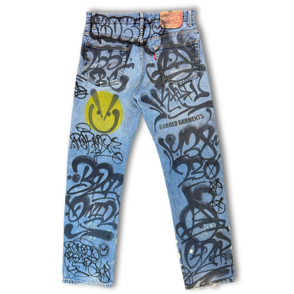 BOROED GARMENTS REWORKED DENIM JEANS (32X30)