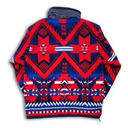 90'S POLO RALPH LAUREN AZTEX QUATER ZIP FLEECE PULLOVER (S)