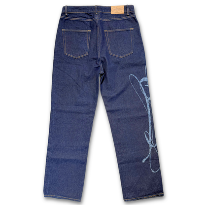 Corteiz Frayed Denim Baggy Jeans "INDIGO" (36" Tall)