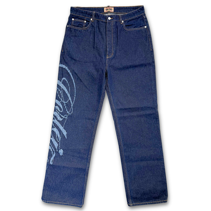 Corteiz Frayed Denim Baggy Jeans "INDIGO" (36" Tall)