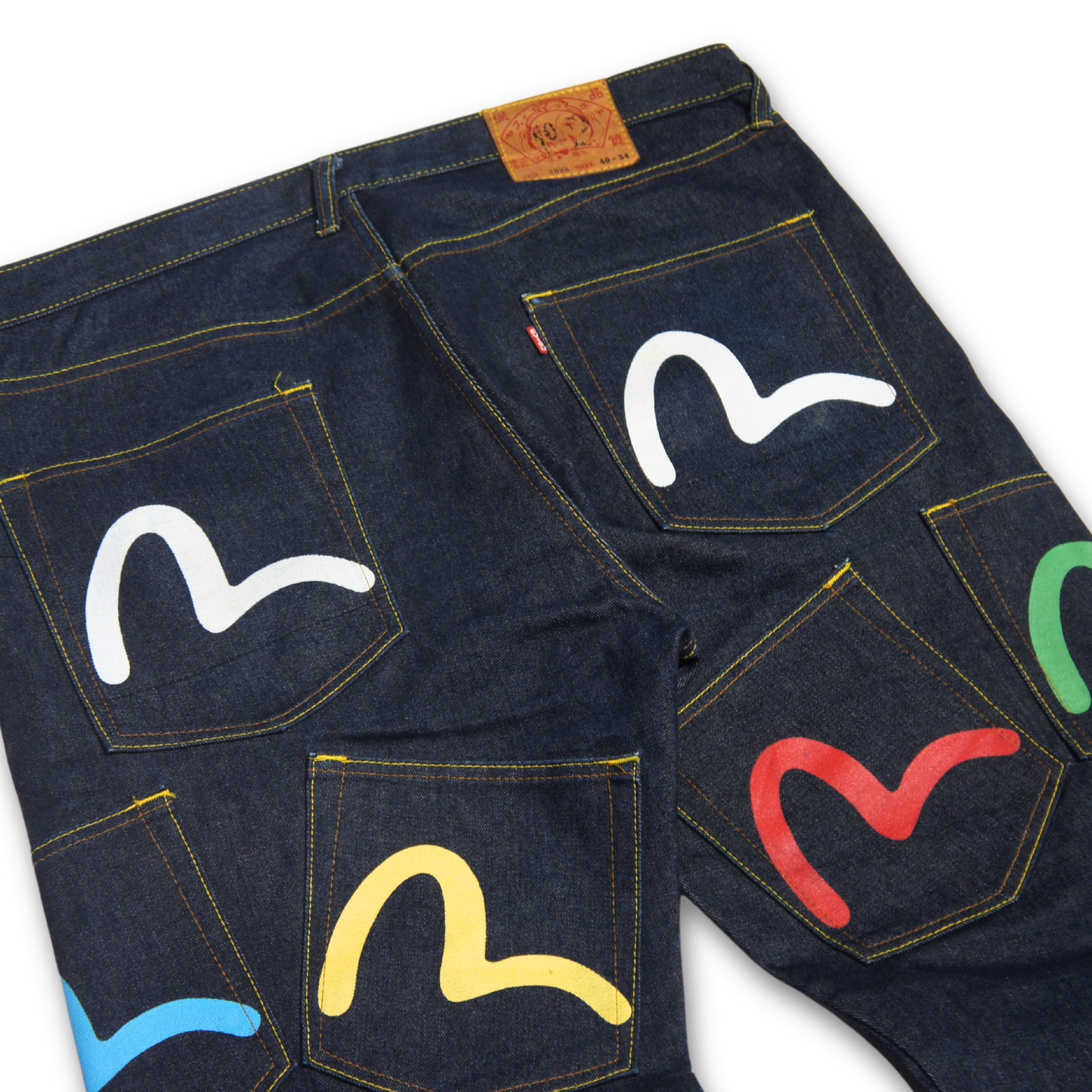 2008 EVISU MULTI POCKET DENIM JEANS (40 X 34")