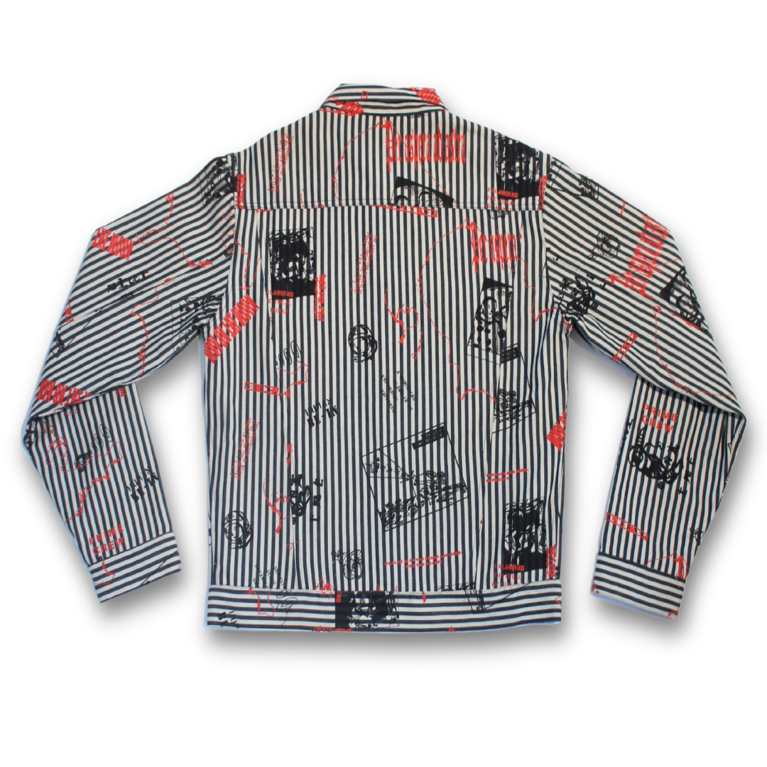 BILLIONAIRE BOYS CLUB HEADLINE PRINT TRUCKER JACKET (L)