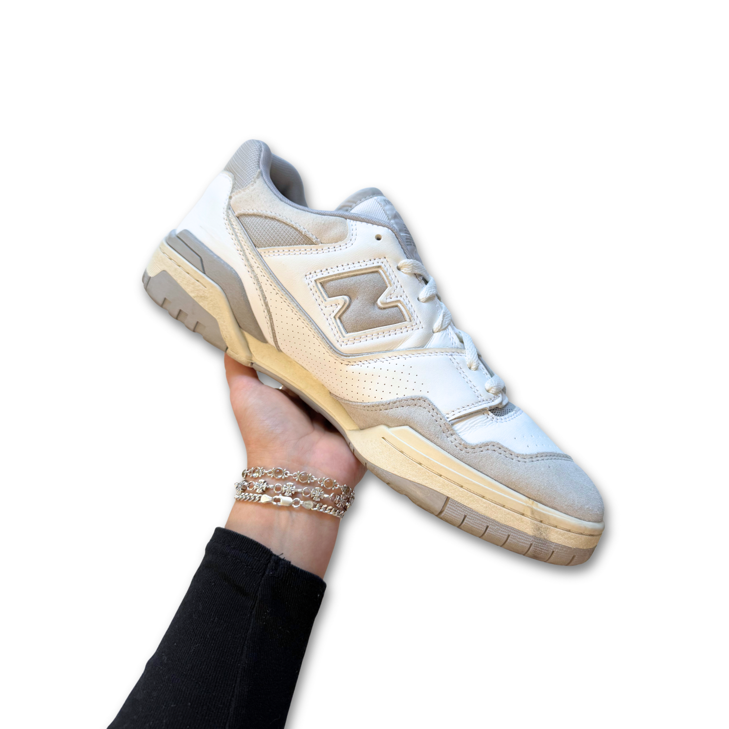 NEW BALANCE 550 EMBOSSED LEATHER SNEAKERS (US 13)