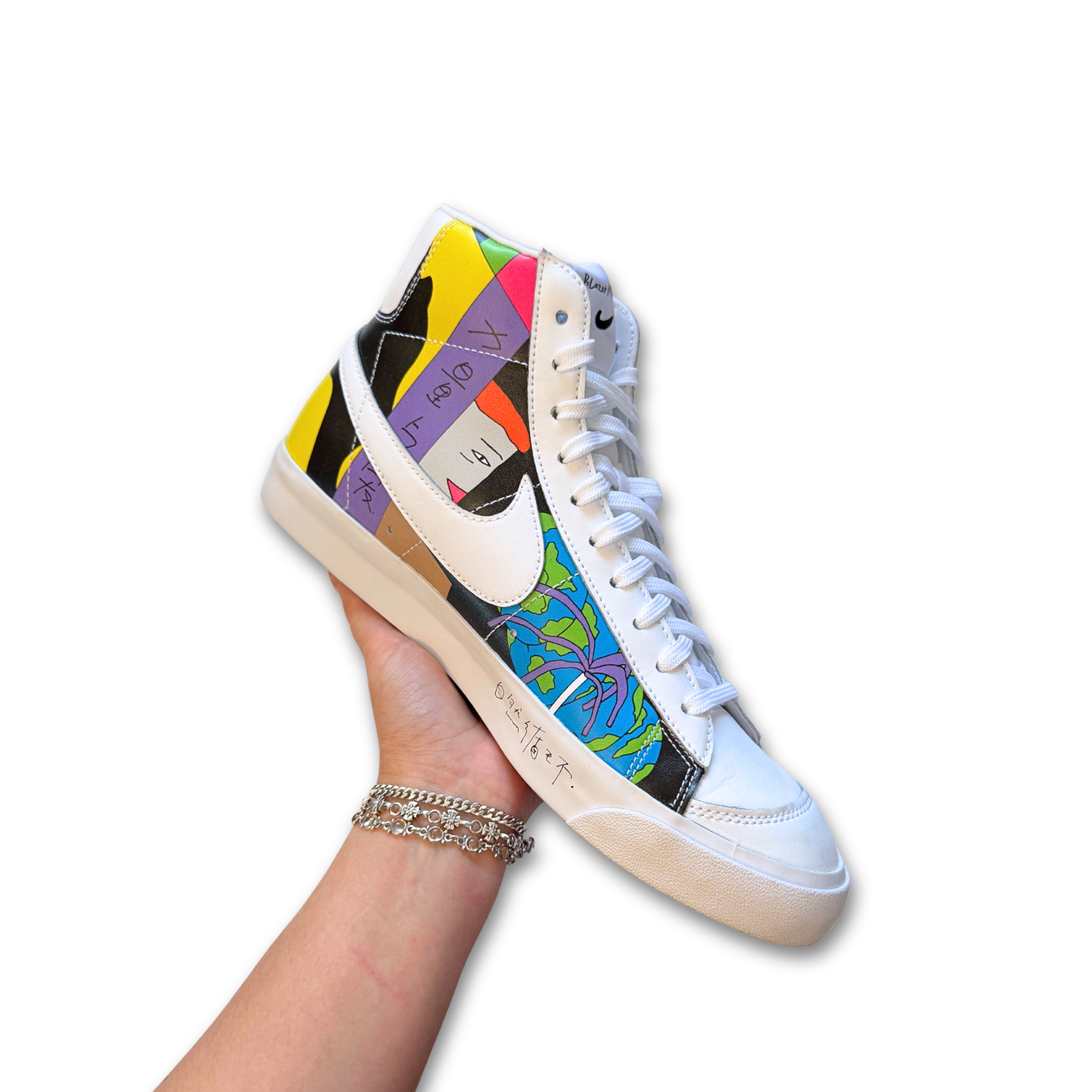 ruohan wang x nike blazer mid 77 flyleather multi