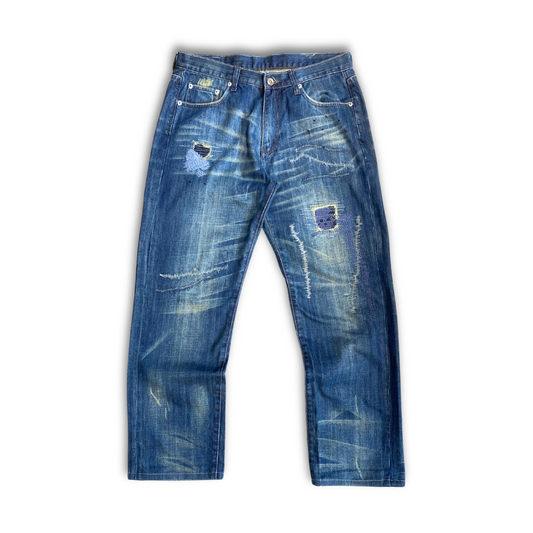 NEIGHBORHOOD PATCHED DENIM JEANS (32")