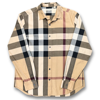 Burberry plaid button shirt (XL)
