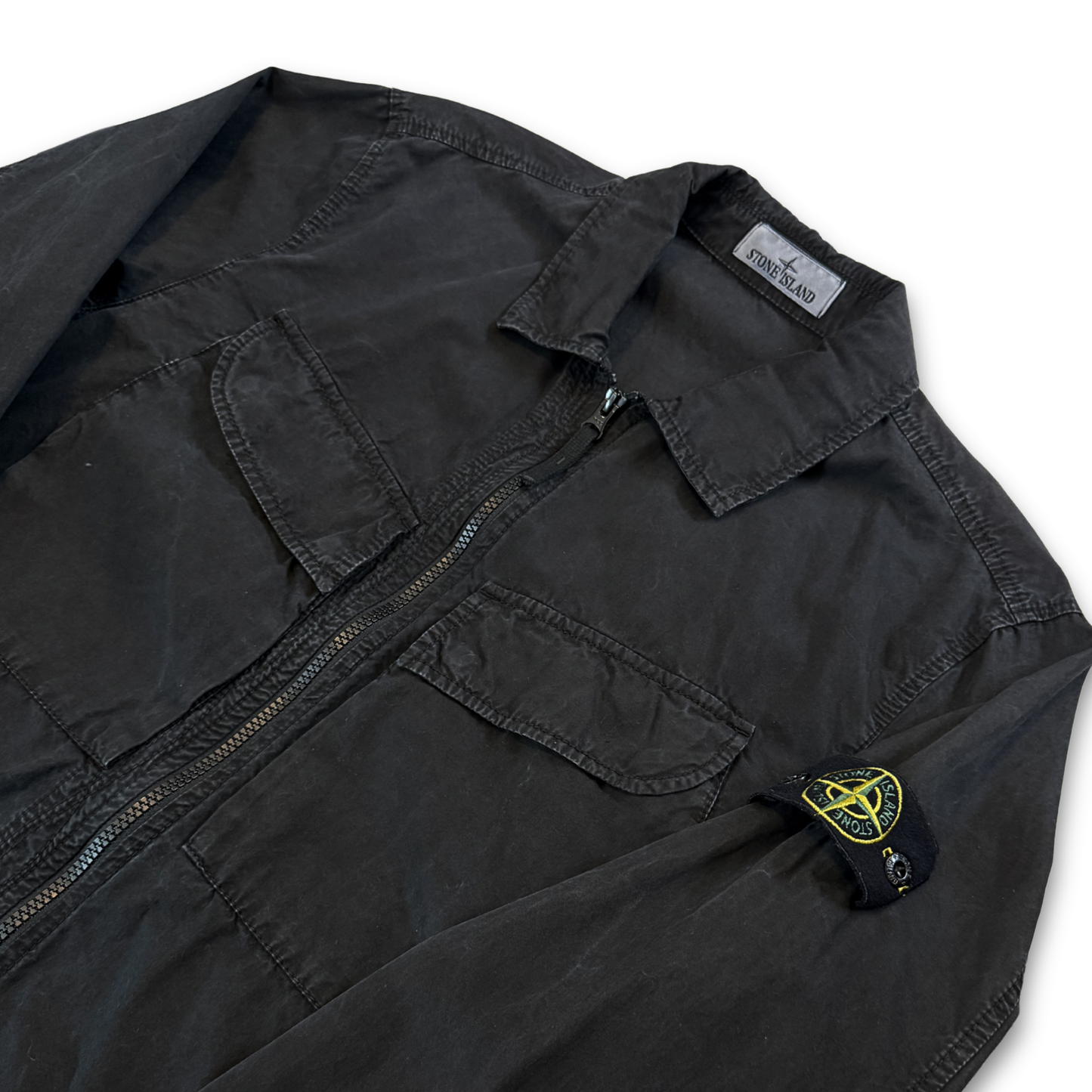 Stone Island Garment Dyed Cotton Zip Overshirt (L)
