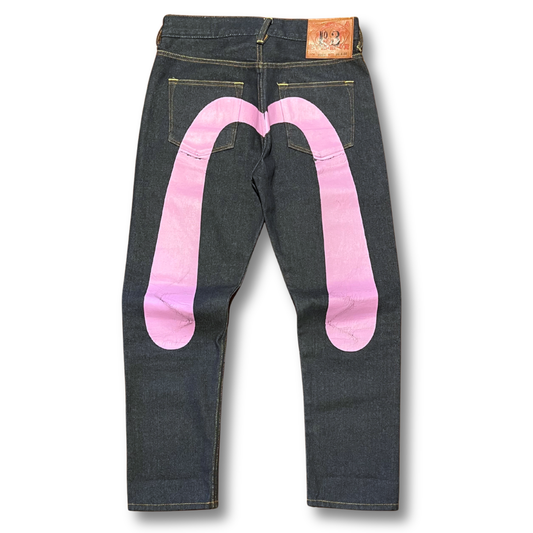 Evisu No. 3 Pink Painted Daicock Selvedge Denim Jeans (26")