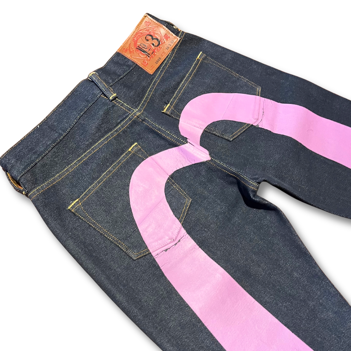 Evisu No. 3 Pink Painted Daicock Selvedge Denim Jeans (26")