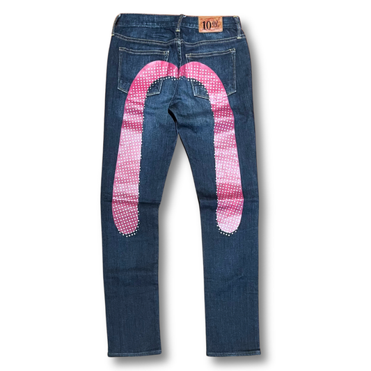 Evisu Custom Made 10 Oz Polka Dot Daicock Jeans (25")