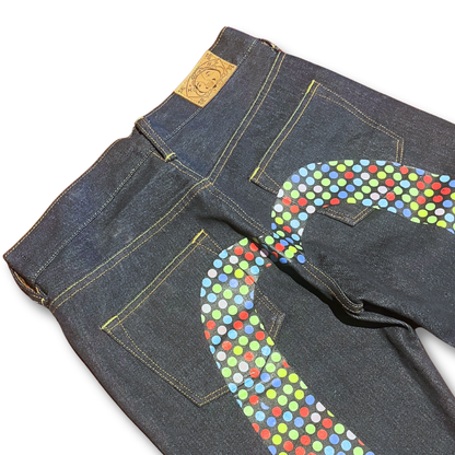 Evisu No. 3 Multicolor Polka Dot Daicock Selvedge Jeans (25")