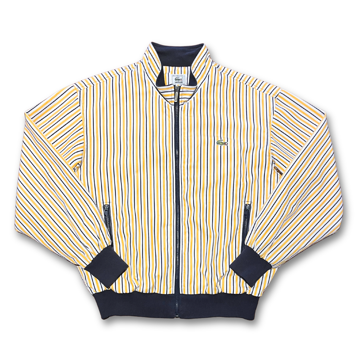 Vintage Lacoste Candy Stripe Zip-Up Bomber (M)