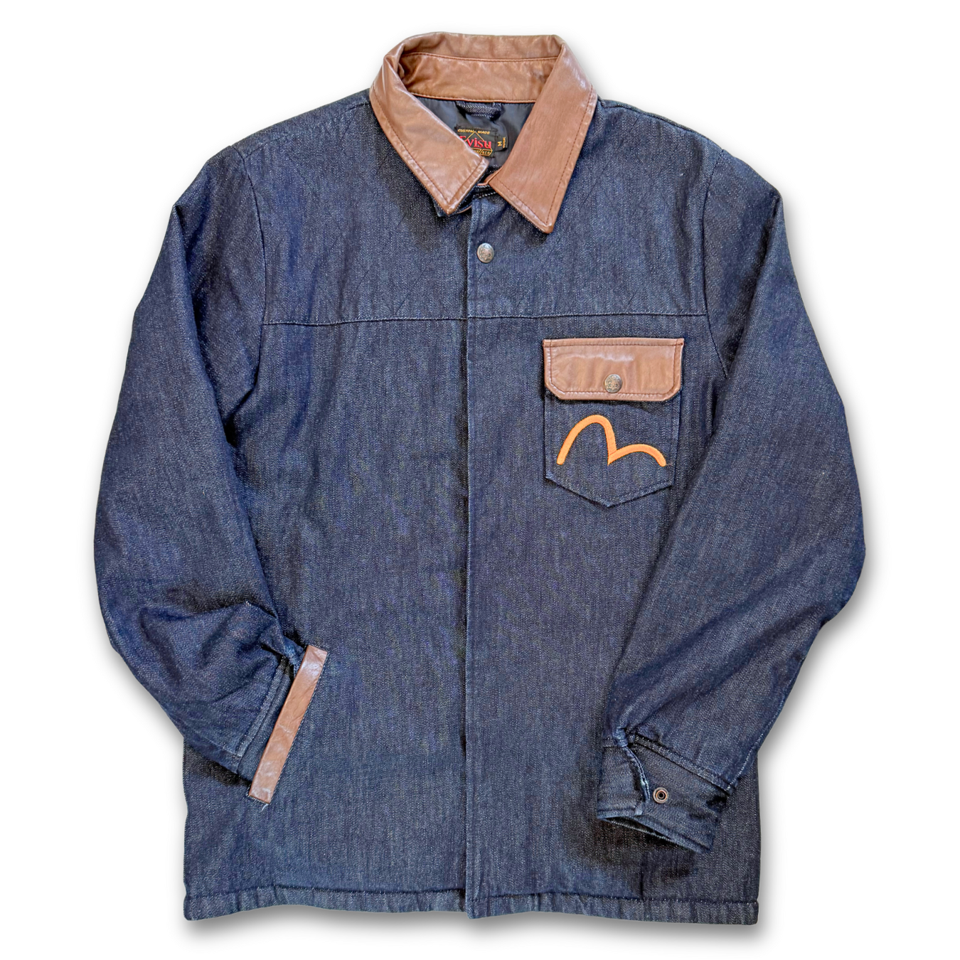 Evisu Denim & Leather Indigo Jacket (M)