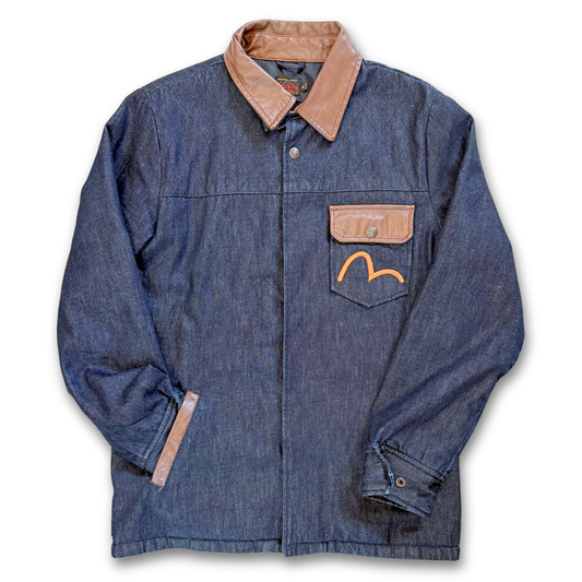 Evisu Denim & Leather Indigo Jacket (M)