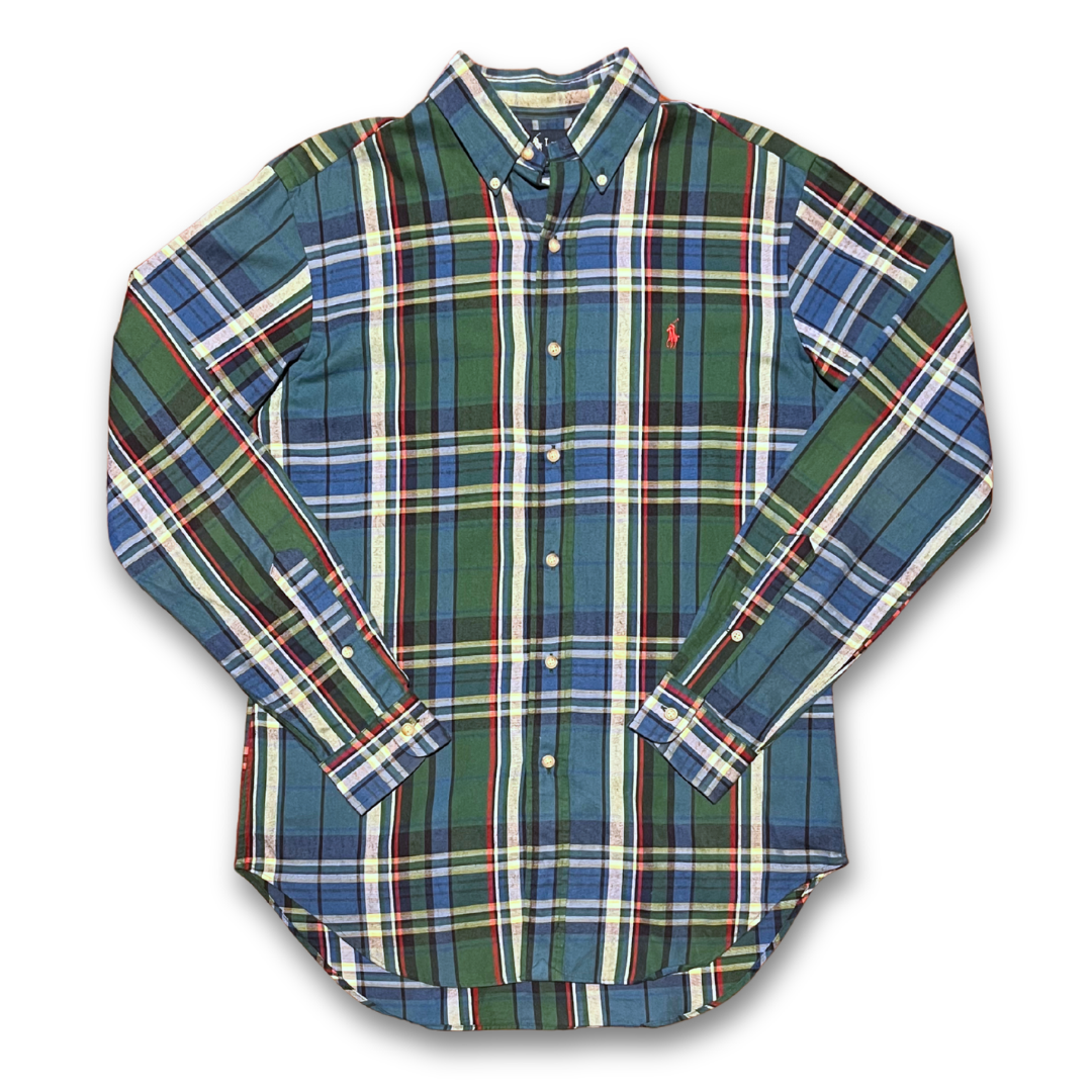 Polo Ralph Lauren Green-Blue Plaid Oxford Shirt (S)