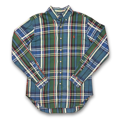 Polo Ralph Lauren Green-Blue Plaid Oxford Shirt (S)